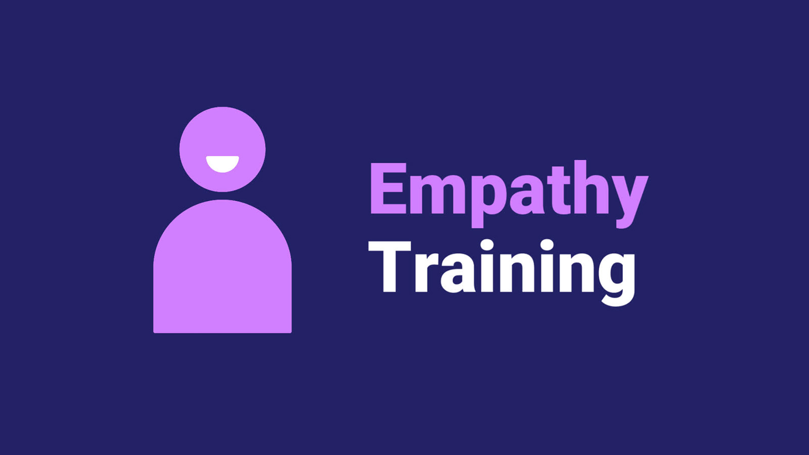 Graphic for empathy training with a simple human icon on a purple background.