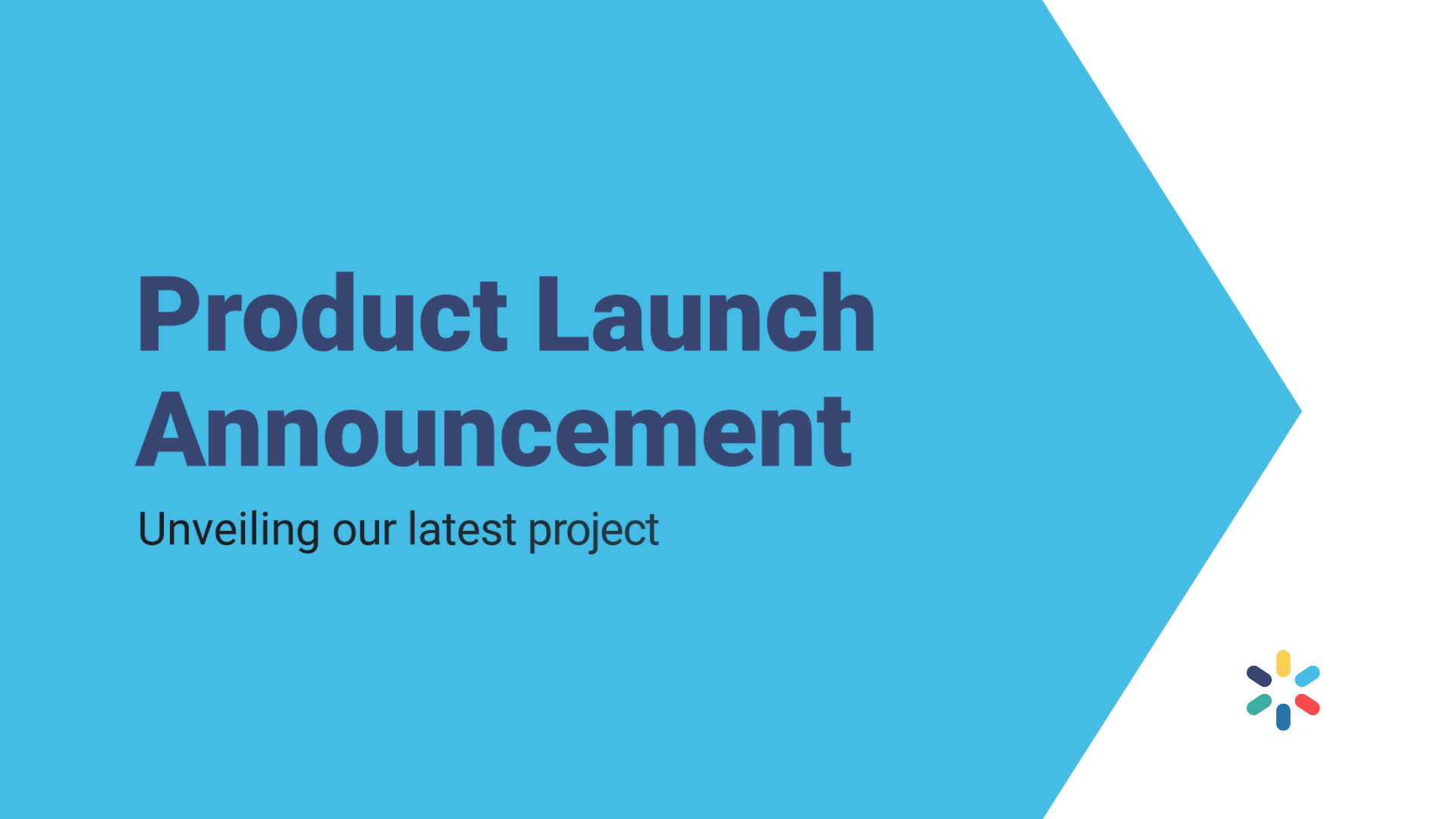 Graphic for a product launch announcement with text and abstract design elements.