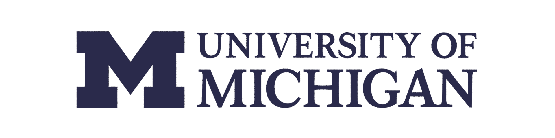 Logo of the University of Michigan with a large letter "M" on the left and "University of Michigan" written to the right in capitalized, serif font.